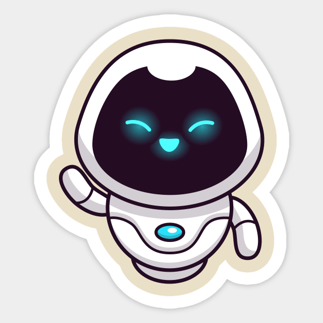 Cute Robot Waving Hand Cartoon Sticker by Catalyst Labs